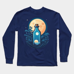 catch the moon in a bottle with trees Long Sleeve T-Shirt